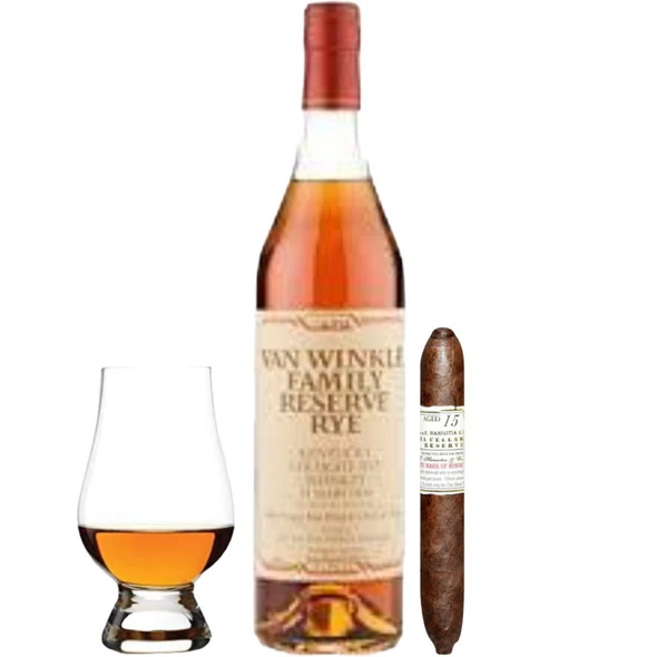 Gift Set Bundle Pappy Van Winkle Family Reserve Rye Cigar Glencairn